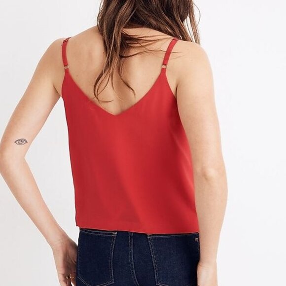Madewell Silk Button Down Cami in Cranberry - Picture 5 of 16